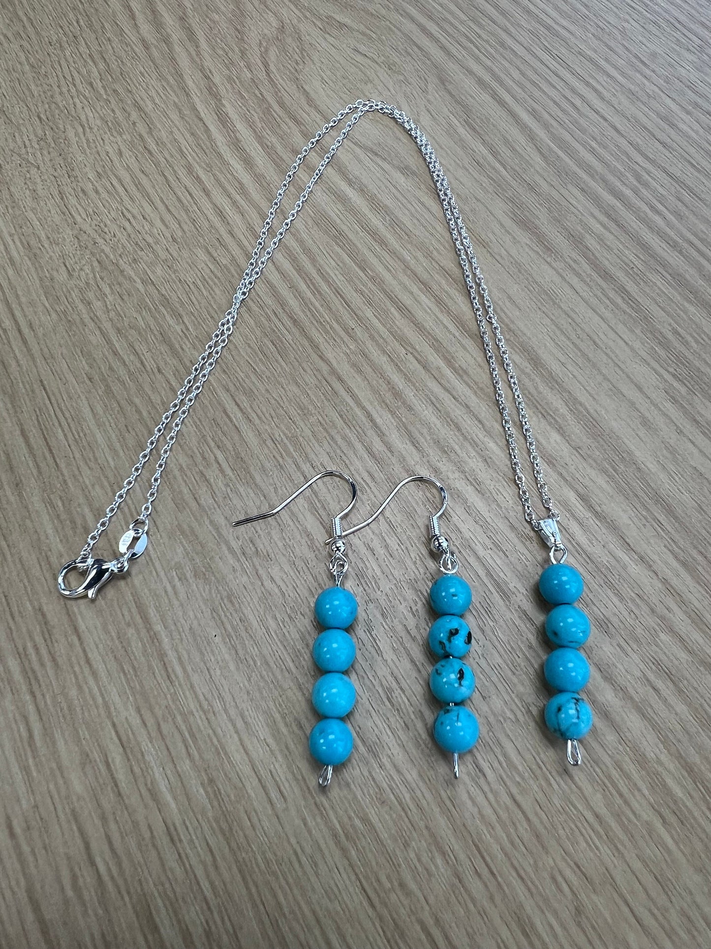 Birthstone Crystal Turquoise Bead Drop And Dangle Earrings, Healing 925 Earrings, Sterling Silver 925, Birthday Jewellery Gift Set, December