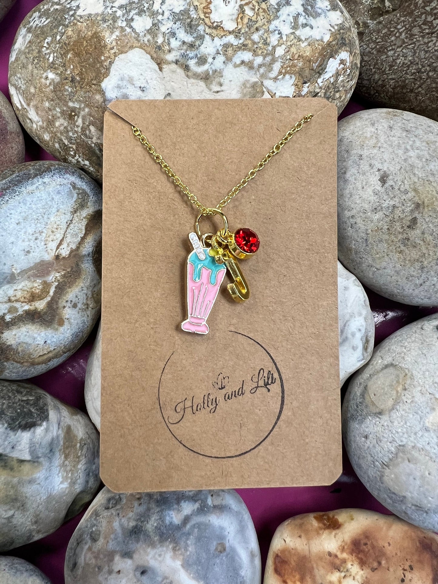 Ice Cream Novelty Pendant Necklace, Personalised Milkshake Chain, Ices, Iced Cream, Alphabet & Birthstone Necklaces, First Necklace, Bff