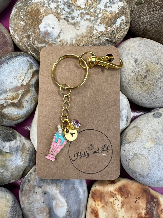 Ice Cream Personalised Keychain, Personalised Keyring Charm, Ices, Alphabet Initial, Iced Cream, Birthstone Charm, Novelty Zipper Chain Gift