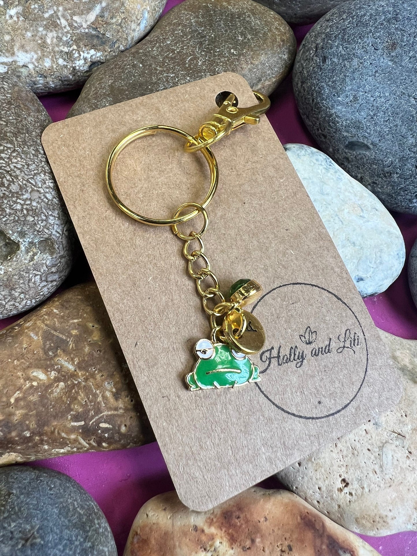 Frog Face Keyring, Frogs keychain, Frogs Keyring, Alphabetical Initial, Birthstone Charms, Froggy Zipper Chain, Key-Ring, Personalise