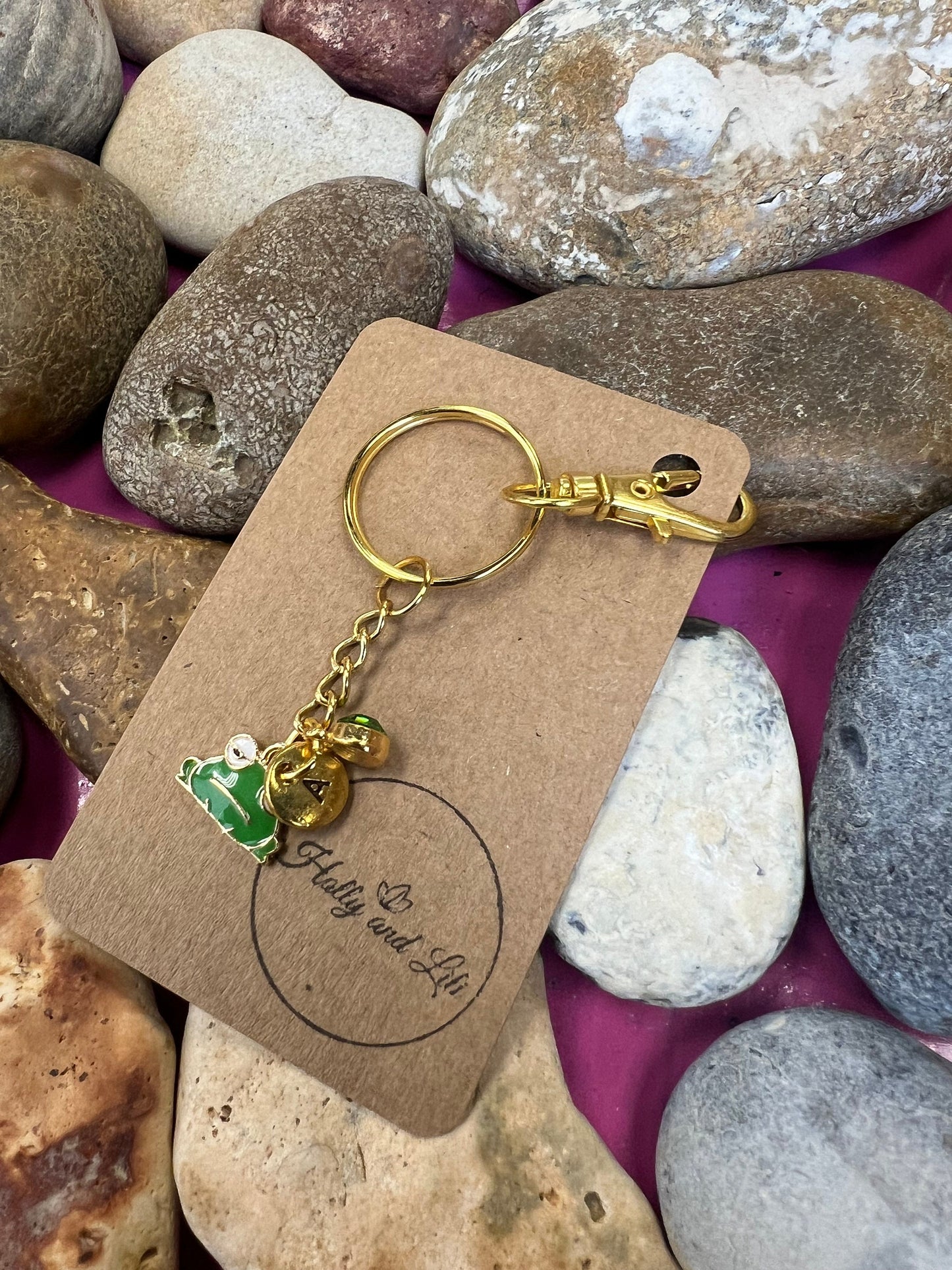 Frog Face Keyring, Frogs keychain, Frogs Keyring, Alphabetical Initial, Birthstone Charms, Froggy Zipper Chain, Key-Ring, Personalise