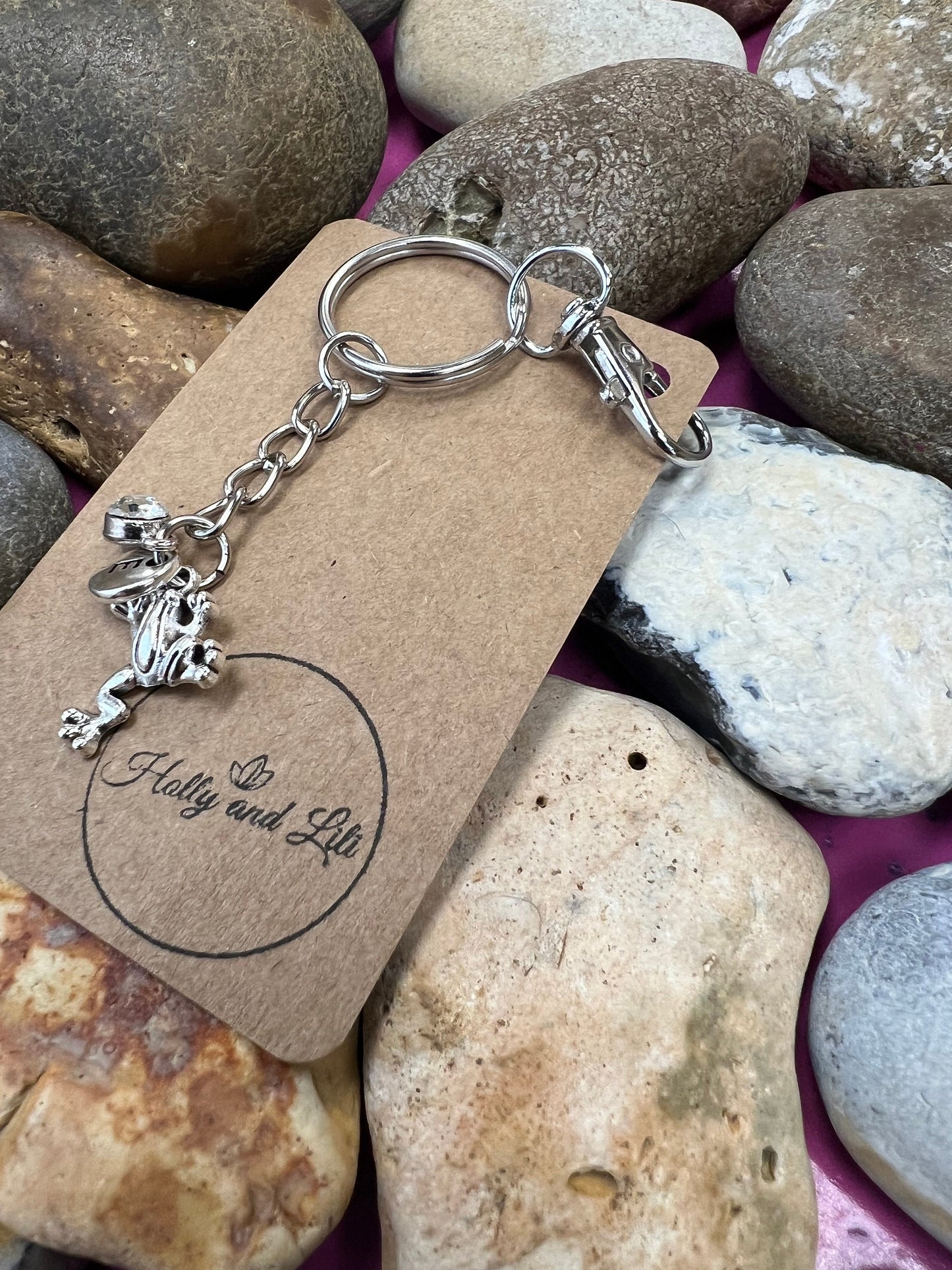 Frog Keyring, Frogs keychain, Frogs Keyring, Alphabetical Initial, Birthstone Charms, Froggy Zipper Chain, Key-Ring, Personalise