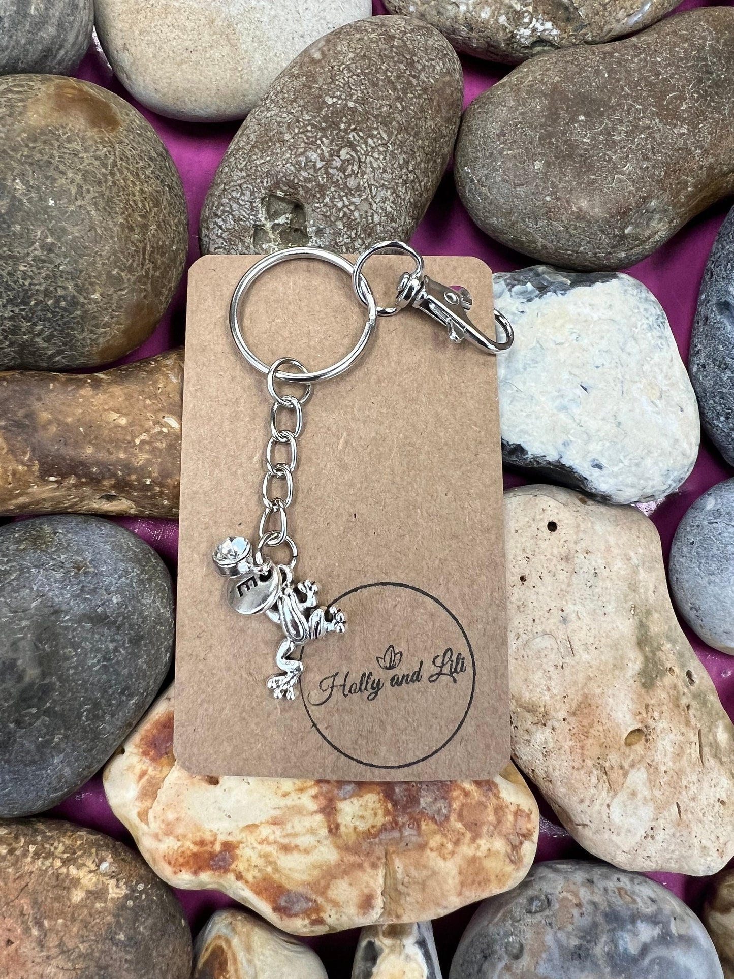 Frog Keyring, Frogs keychain, Frogs Keyring, Alphabetical Initial, Birthstone Charms, Froggy Zipper Chain, Key-Ring, Personalise