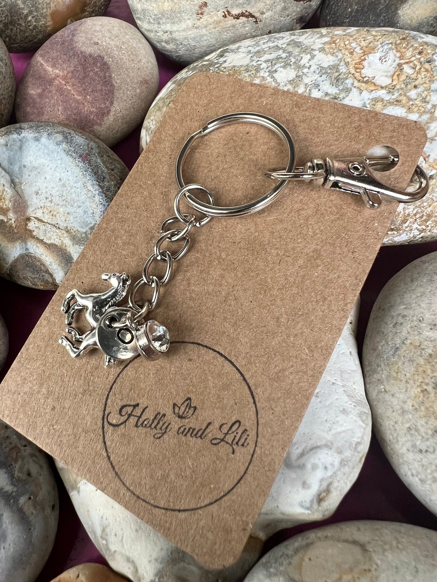 Horse Personalised, keychain Foal, Animal Keyring, Alphabetical Initial, Birthstone Charms, Zipper Chain, Initials Key-Ring, Personalise