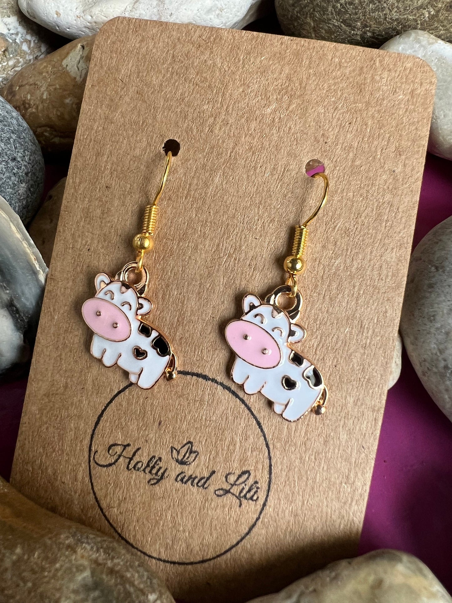 Cow Novelty Earrings, Cows Novelty Style Hoops, Calf Earring Hooks, Personalised Cow Earrings, Cute Moo Earrings