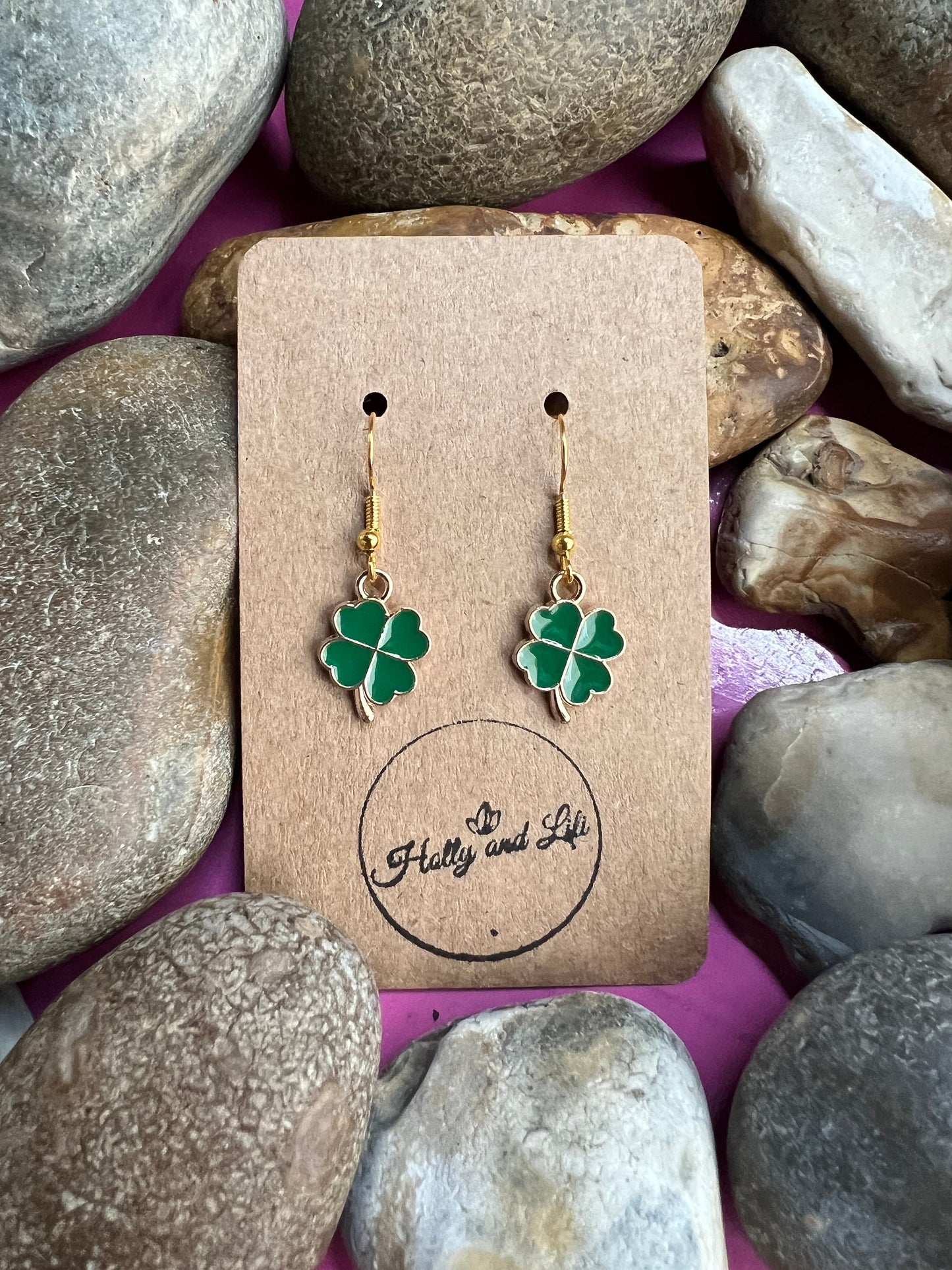 Clover Flower Earrings, Personalised Plants Earrings, Flowers Earrings, Daisie Earring Hooks, Four Leaf Clover Earring Hoops, First Earrings