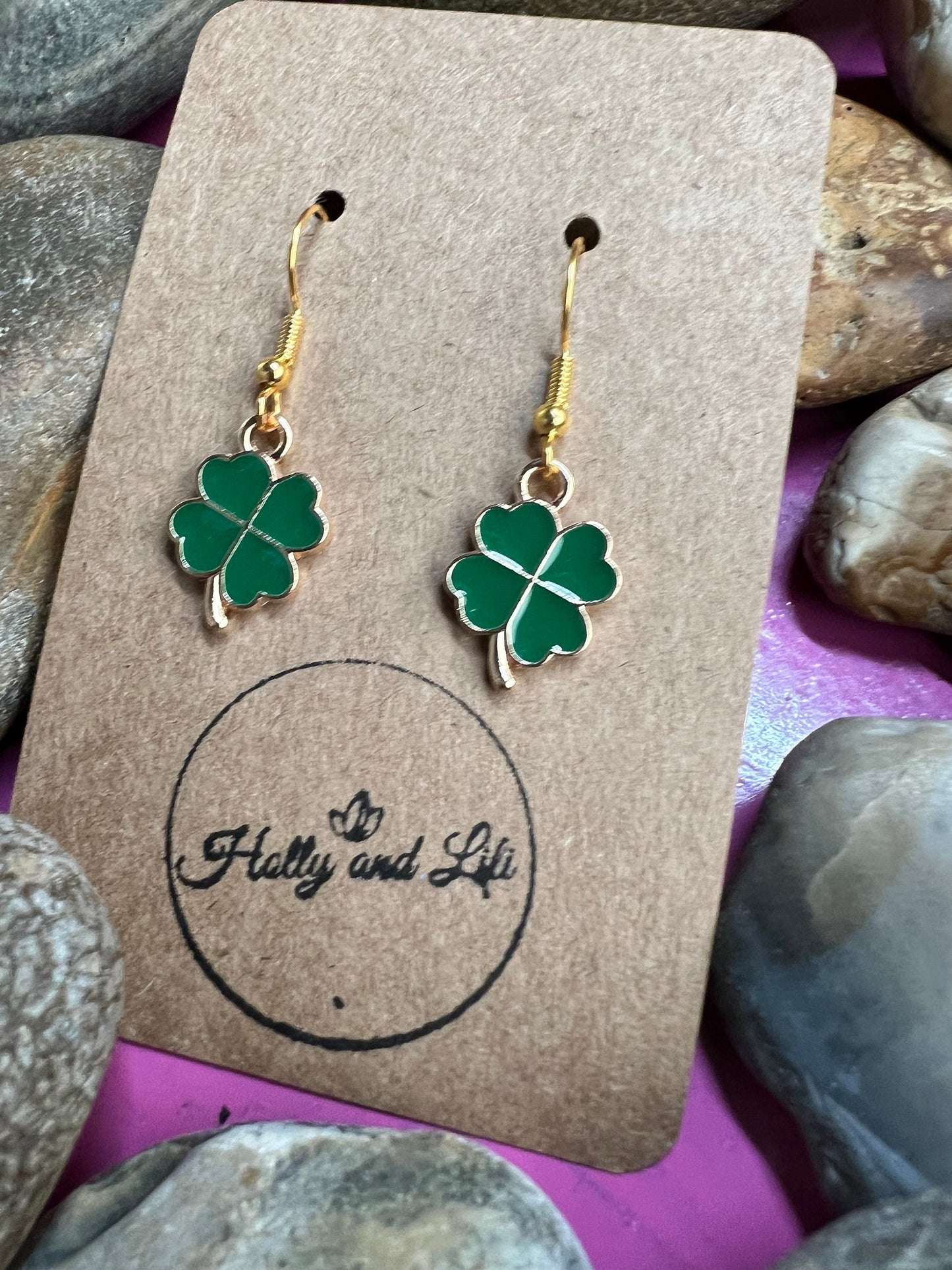 Clover Flower Earrings, Personalised Plants Earrings, Flowers Earrings, Daisie Earring Hooks, Four Leaf Clover Earring Hoops, First Earrings