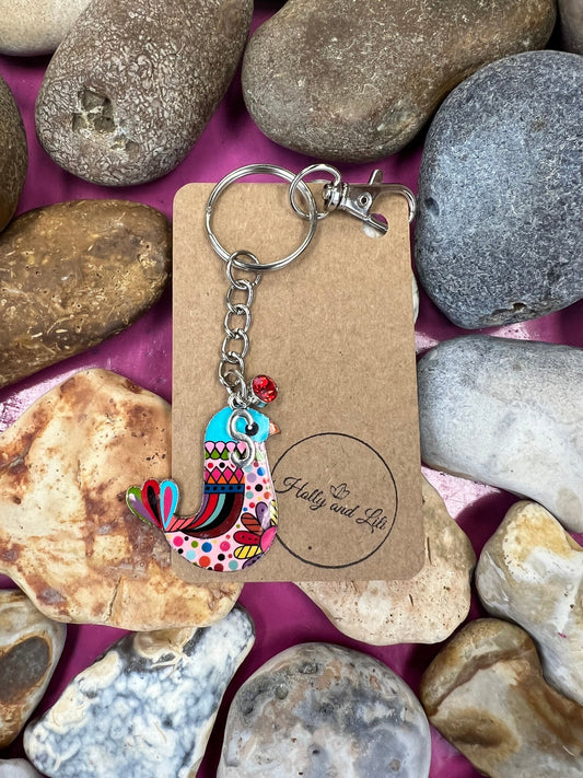 Bird Personalised, keychain Bird, Animal Keyring, Alphabetical Initial, Birthstone Charms, Birds Zipper Chain, Key-Ring, Personalise