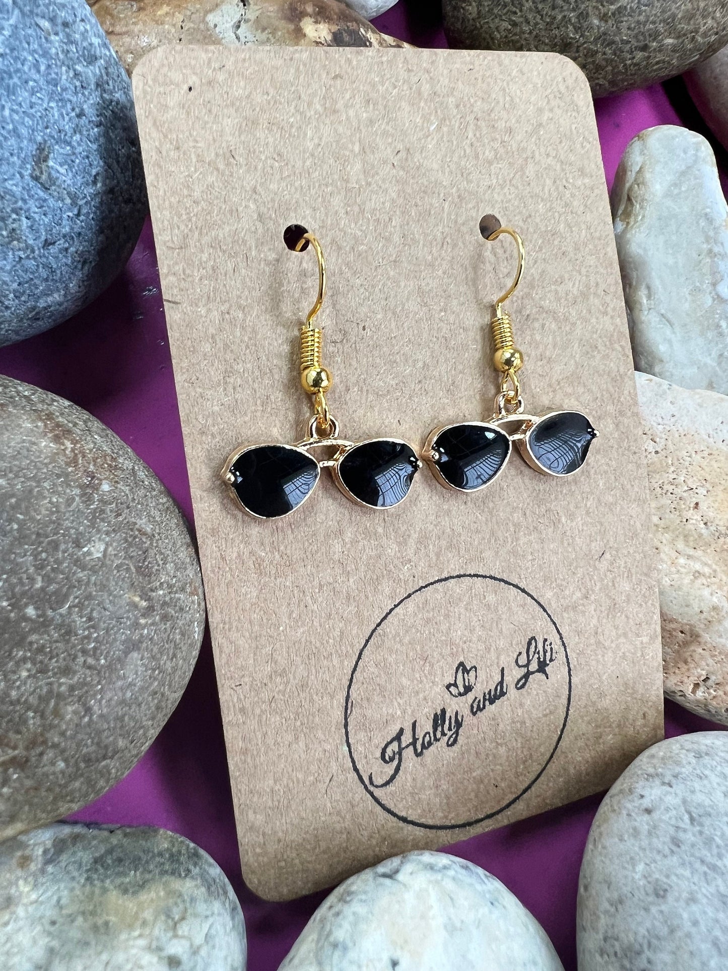 Sunglasses Novelty Earrings, Shades Earring Hooks, Novelty Glasses Dangle Drop Earrings, Personalised Earrings, Sunglasses Hoops