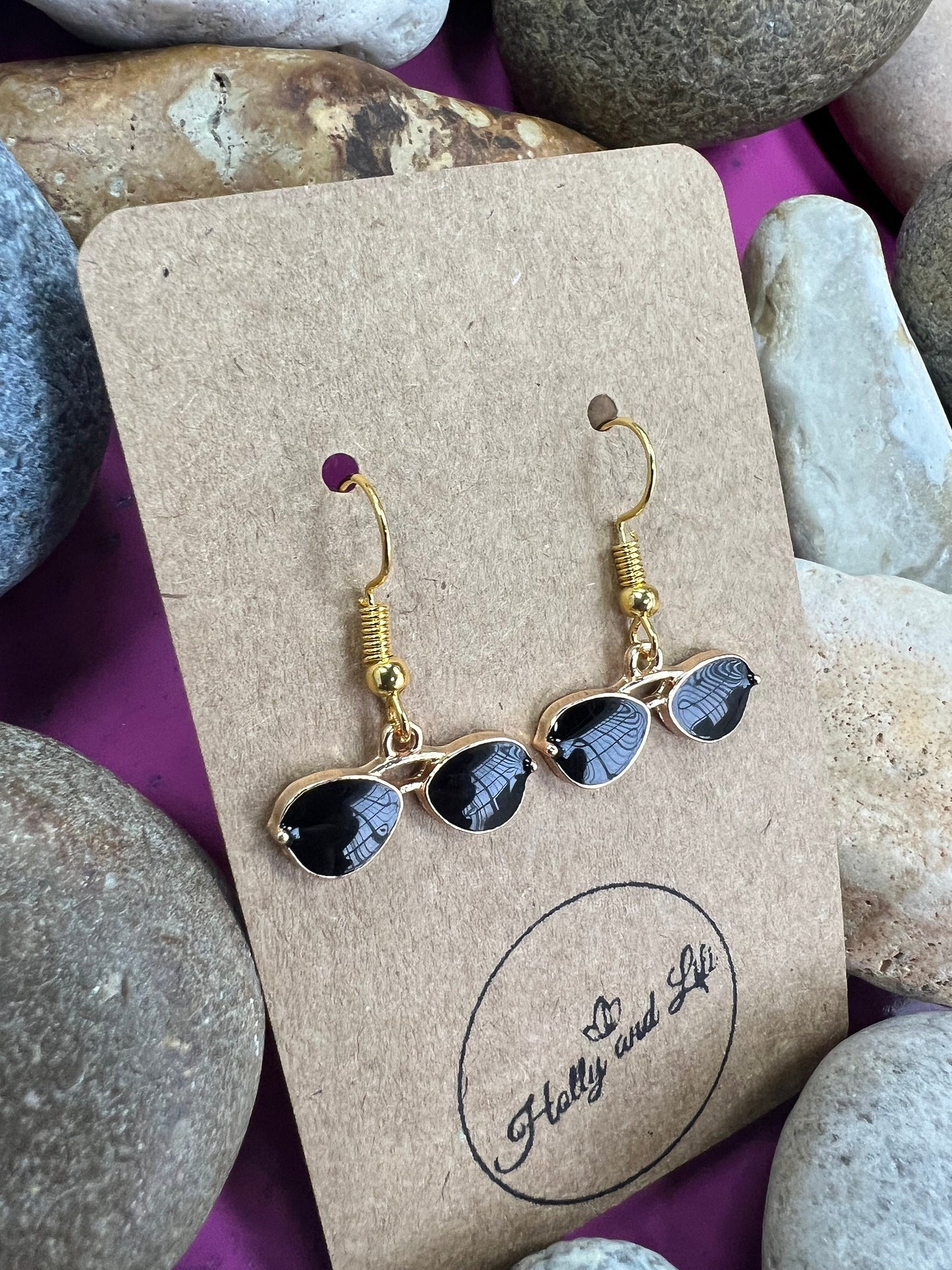 Sunglasses Novelty Earrings, Shades Earring Hooks, Novelty Glasses Dangle Drop Earrings, Personalised Earrings, Sunglasses Hoops