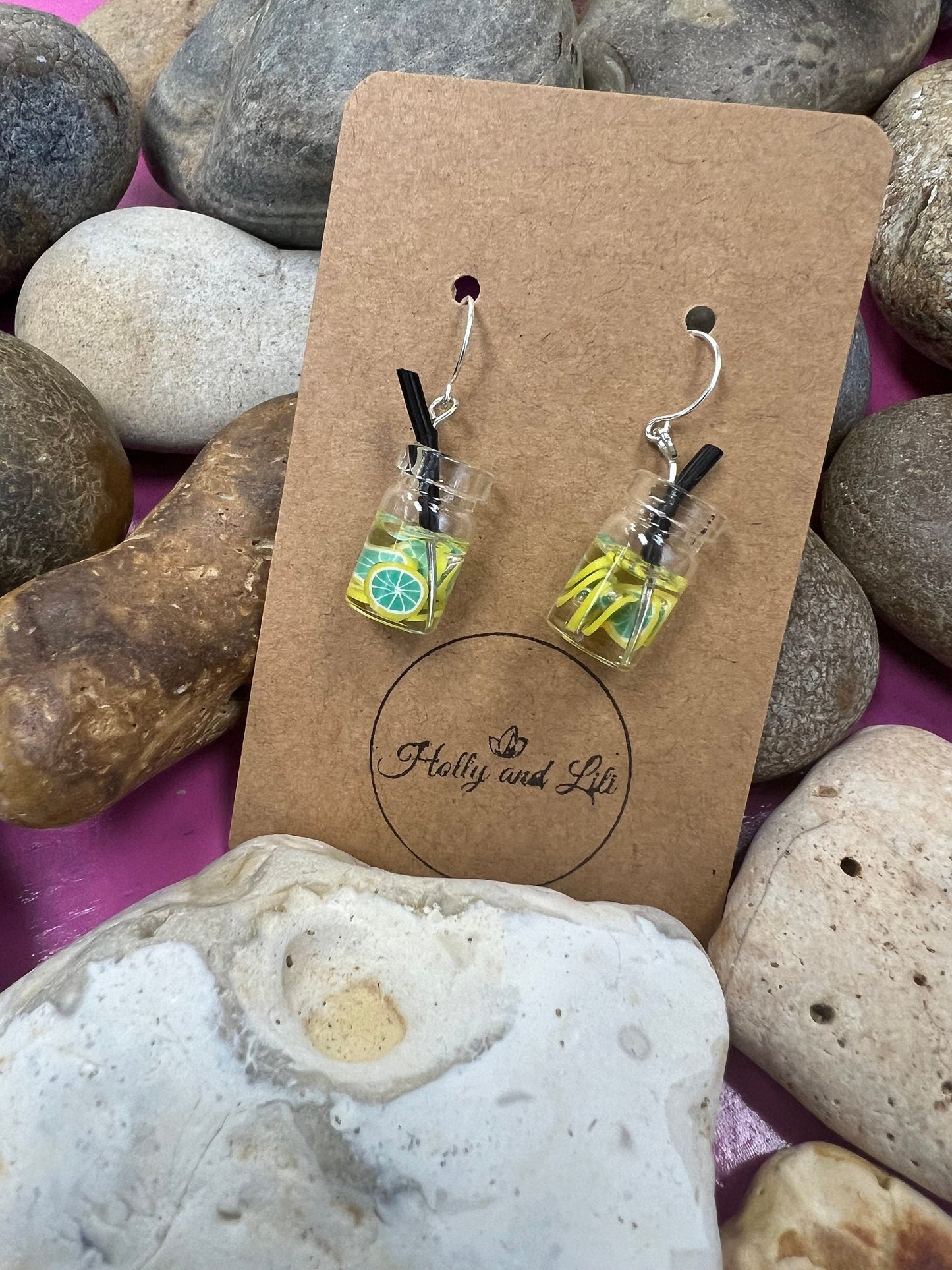 Fruit Water 925 Sterling Silver Limes Earrings, Personalised Boba Earrings, 925 Bubble Fruit Water Earrings, 925 Fruit Water, 925,