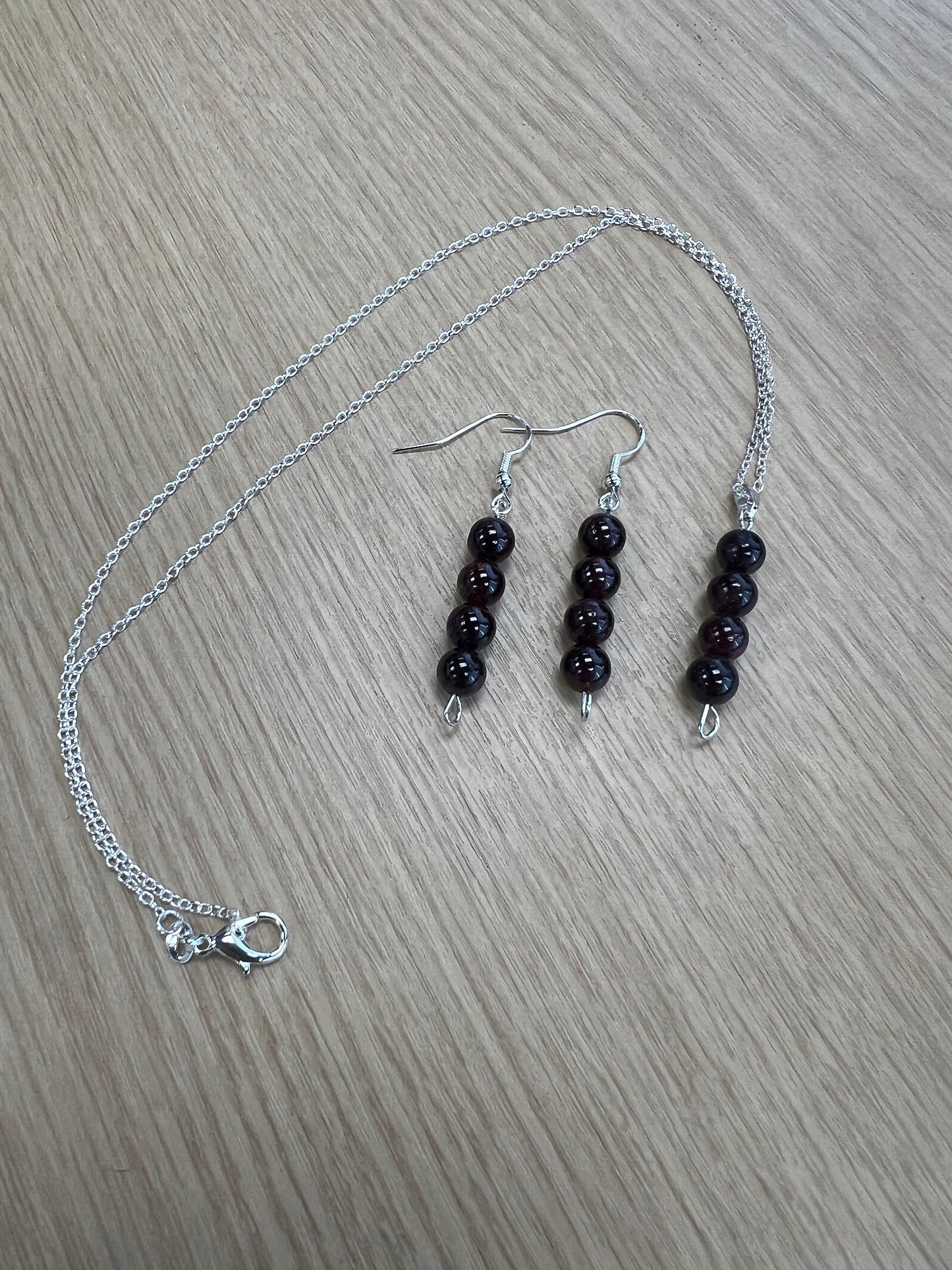 Birthstone Crystal Garnet Bead Drop And Dangle Earrings,  Healing 925 Earrings, Sterling Silver 925 Earrings, Birthday Jewellery For January