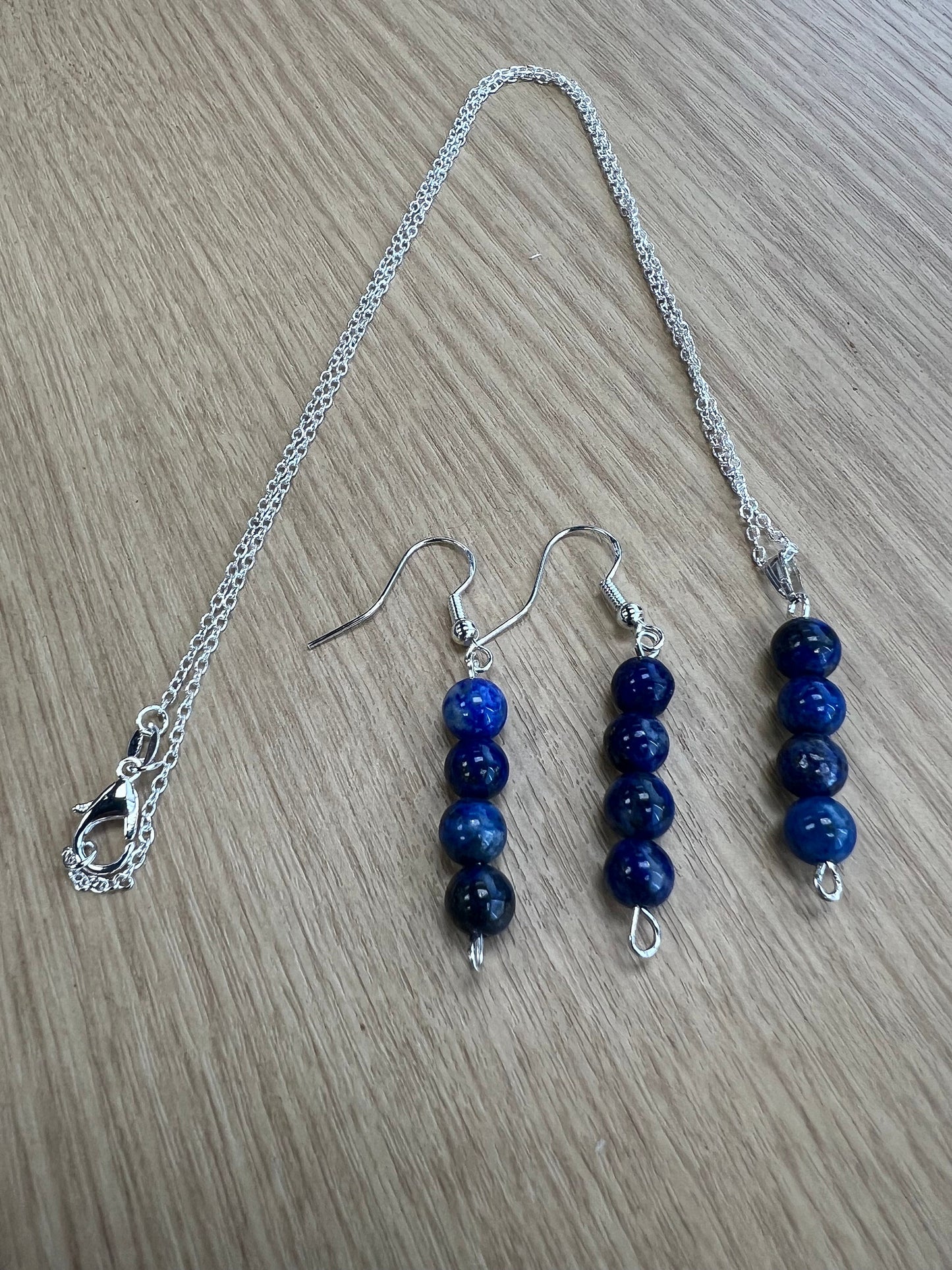 Birthstone Crystal Lapis Lazuli Bead Drop And Dangle Earrings,  Healing 925 Earrings, Sterling Silver 925, Birthday Gift Set, September