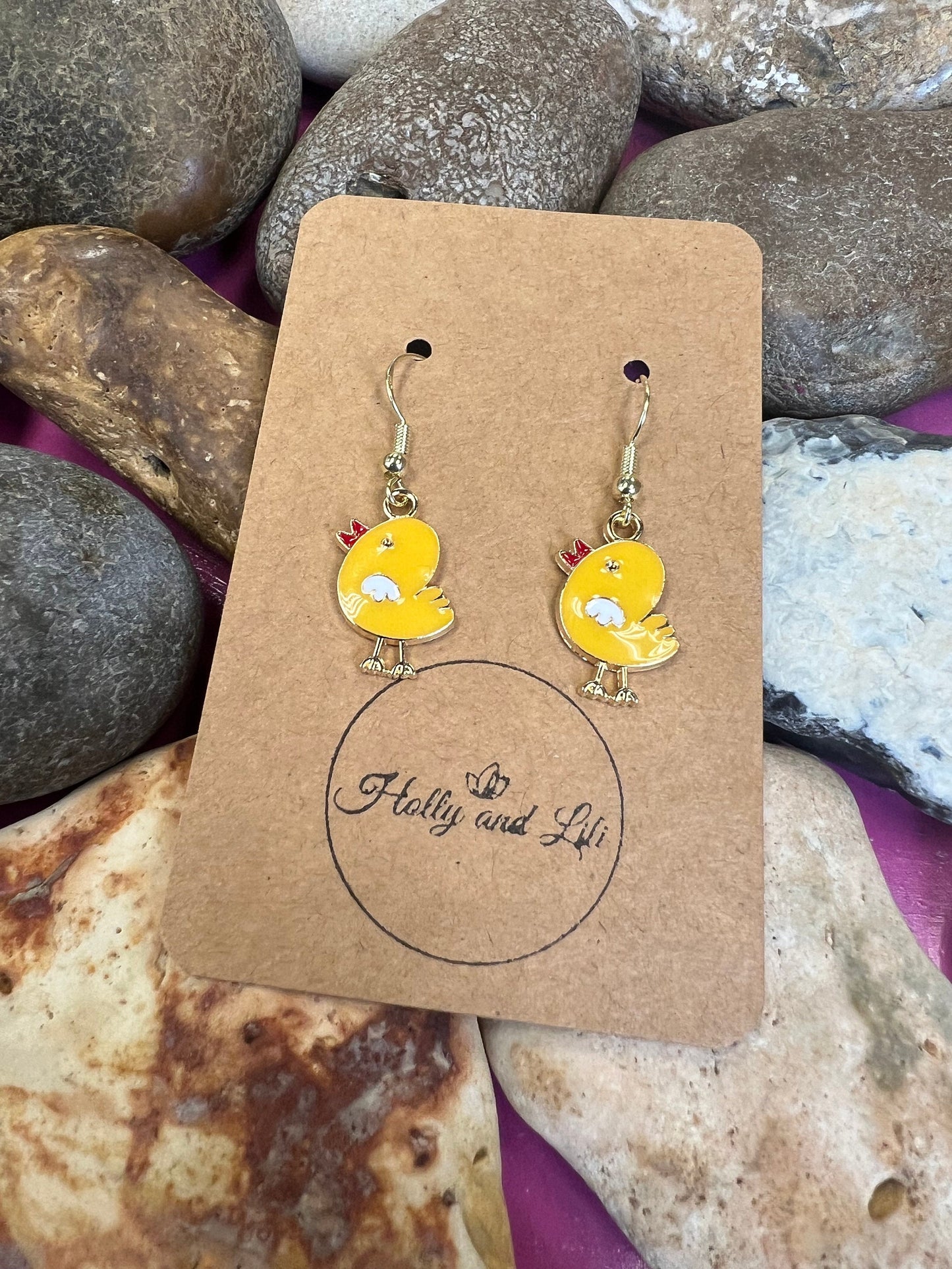 Chicken Novelty Earrings, Chick Novelty Style Hoops, Chicks Earring Hooks, Personalised Chick Earrings, Cute Cockerill Earrings