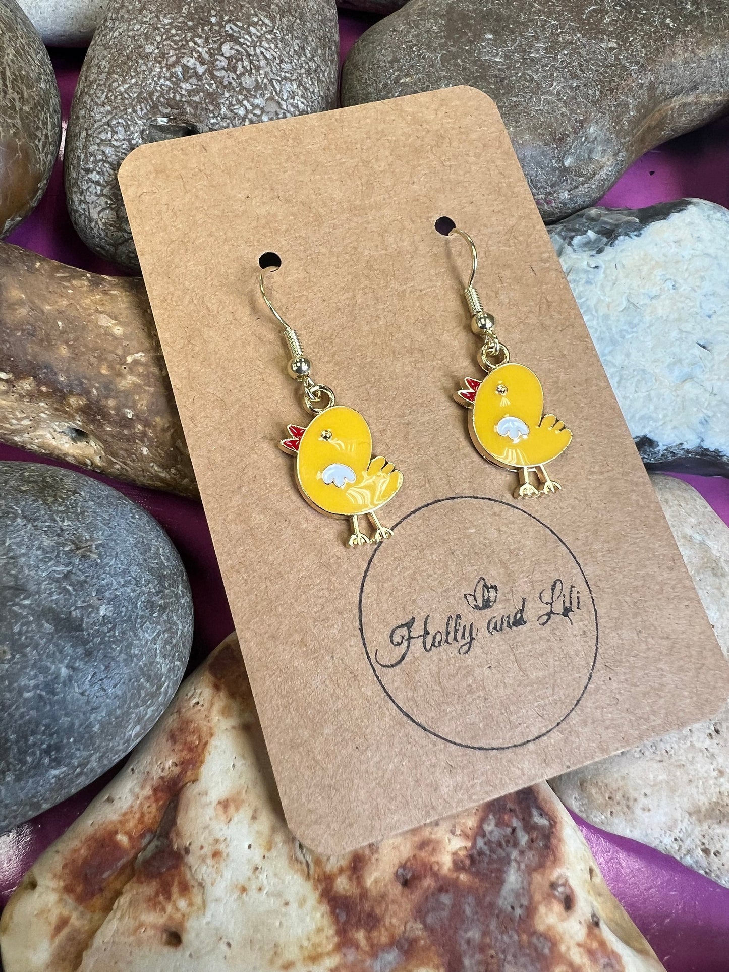 Chicken Novelty Earrings, Chick Novelty Style Hoops, Chicks Earring Hooks, Personalised Chick Earrings, Cute Cockerill Earrings