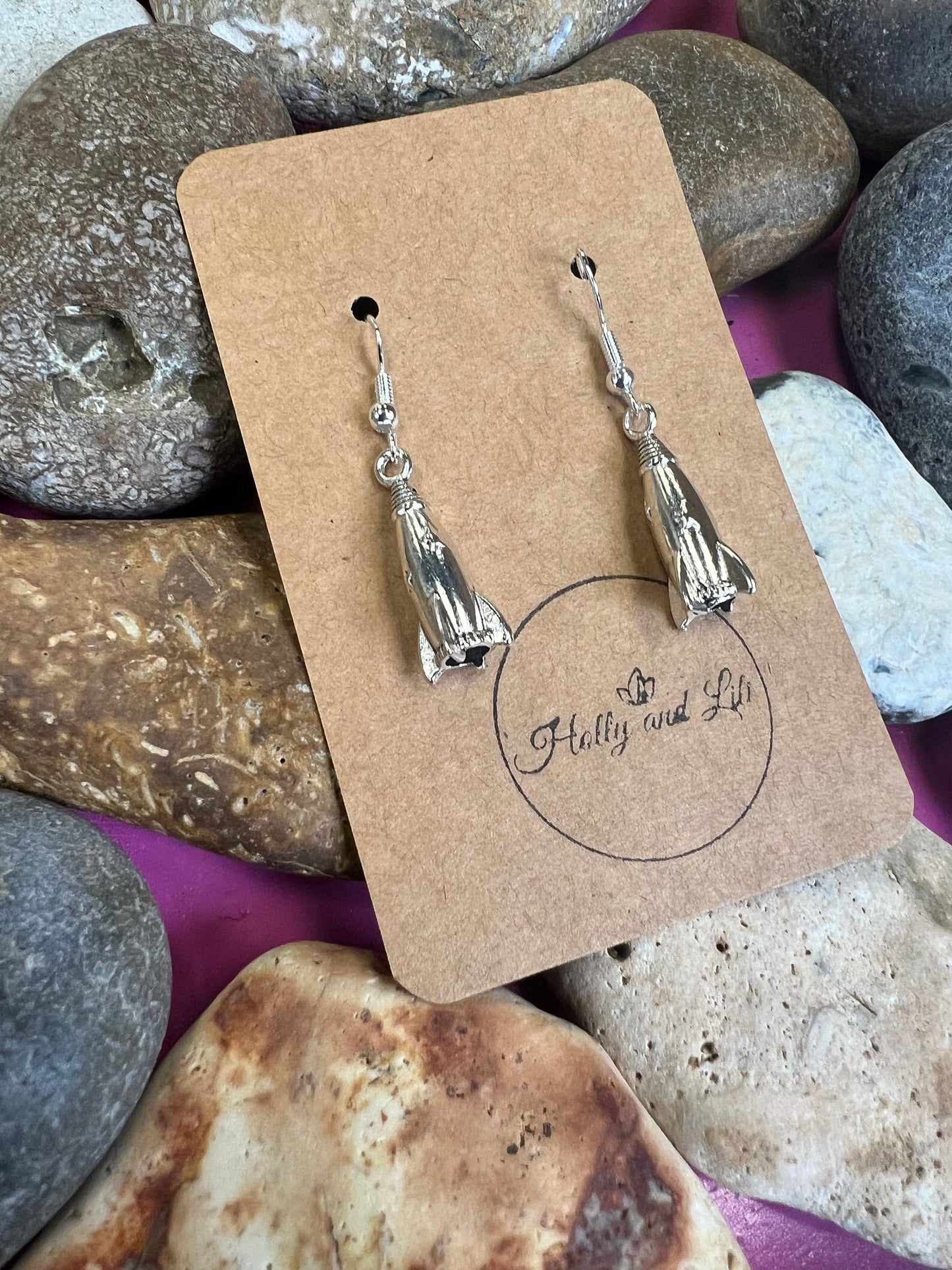 Rocket Earrings, Space Earrings, Rockets Personalised Earrings, Blast Off Hoops, Spacecraft Earring Hooks, Space Ship Earrings, Gift For BFF