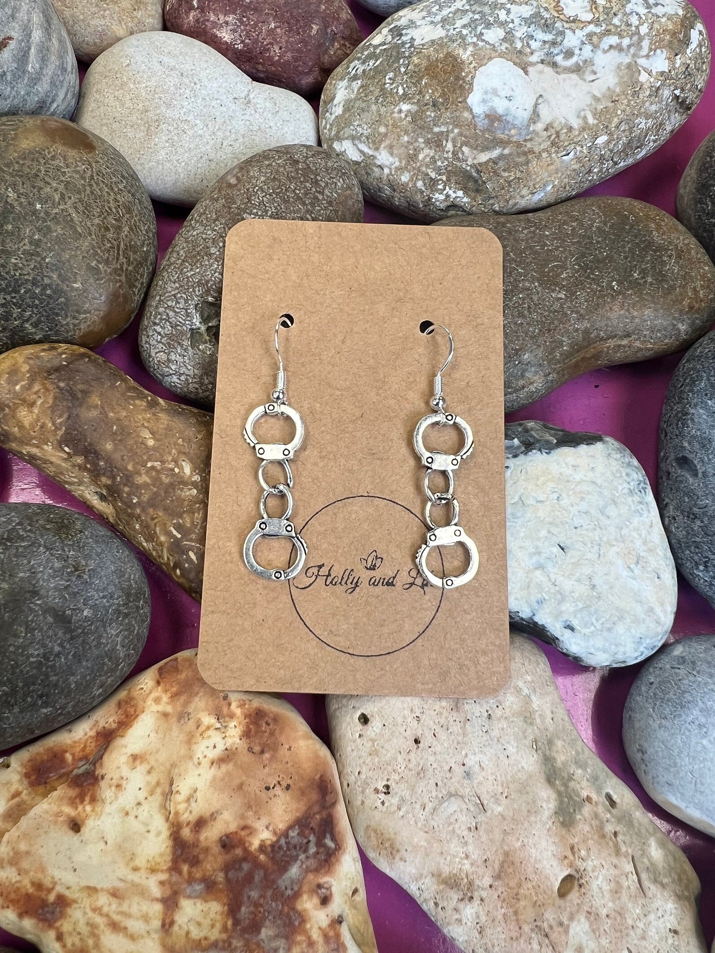 Handcuff Earrings, Nicked Earrings, Hand Cuff Personalised Earrings, Tied Up Hoops, Handcuffs Earring Hooks, Novelty Earrings, Gift For BFF