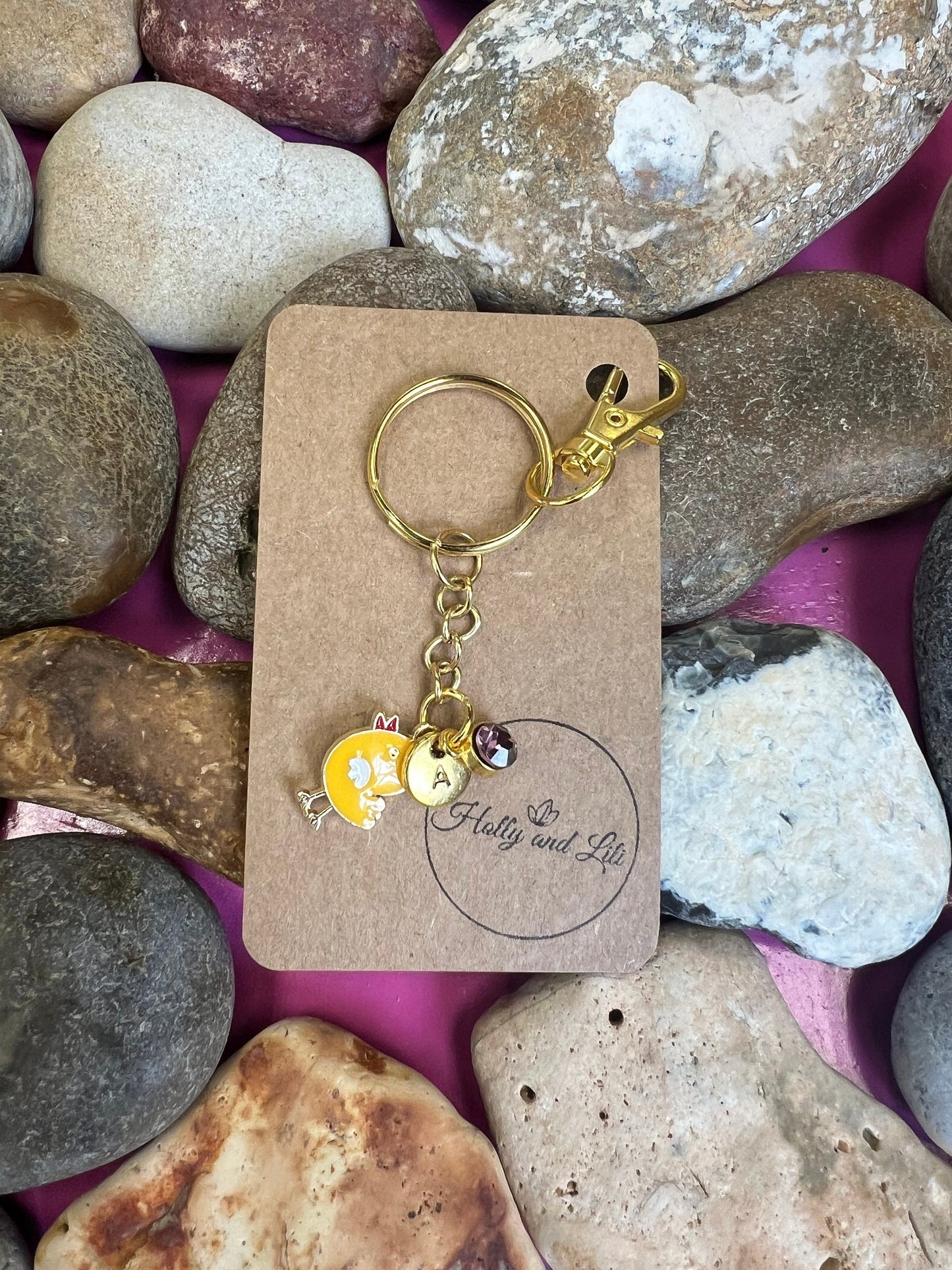 Chicken Keyring, Hen keychain, Chick Keyring, Alphabetical Initial, Birthstone Charms, Chicken Zipper, Key-Ring, Chickens Personalised