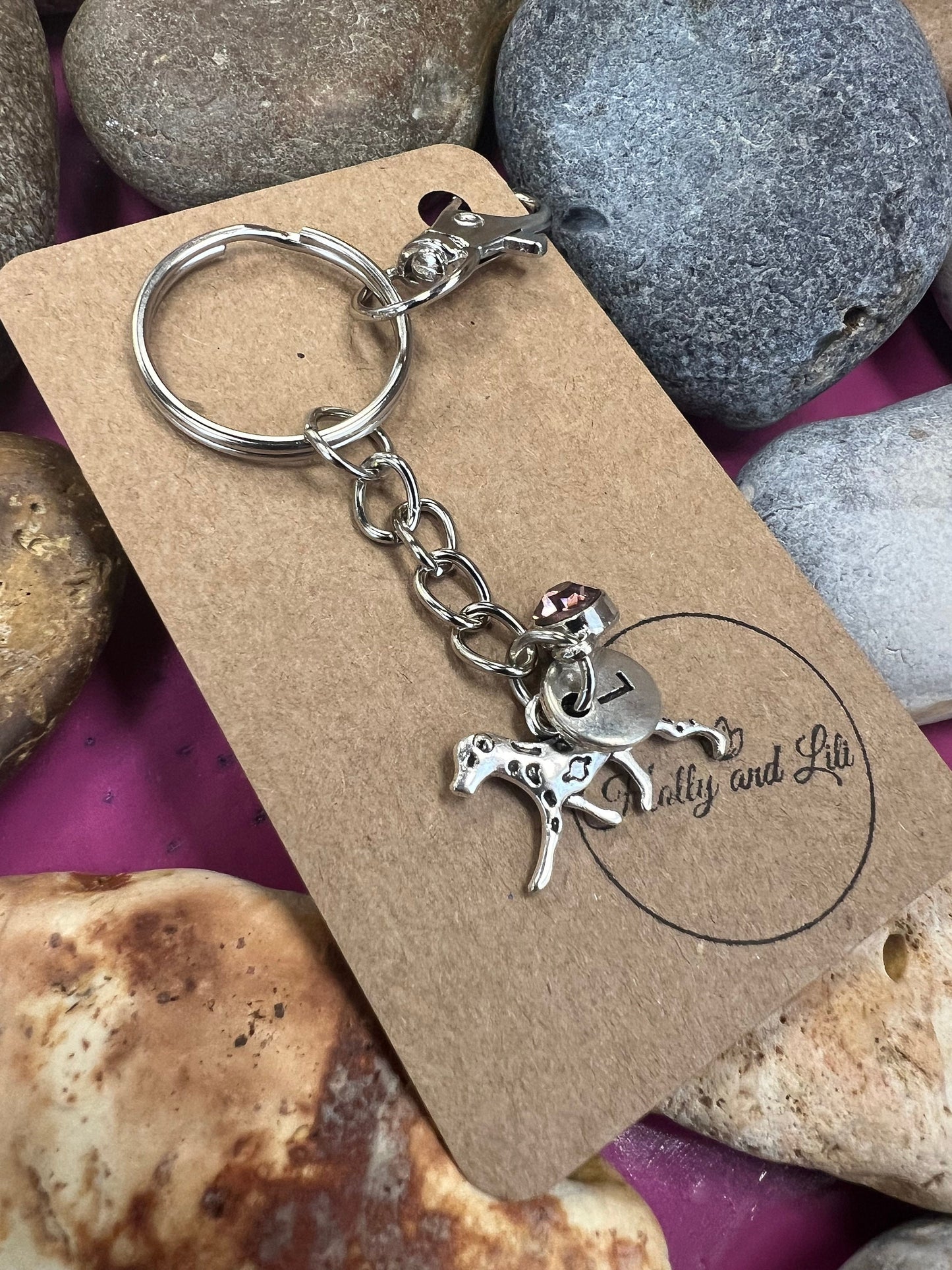 Dog charm Personalised Circle keychain, Doggy Keyring, puppy, Dog Lover Alphabetical, Birthstone Charms, Remember Your Zipper, Love Your Dog