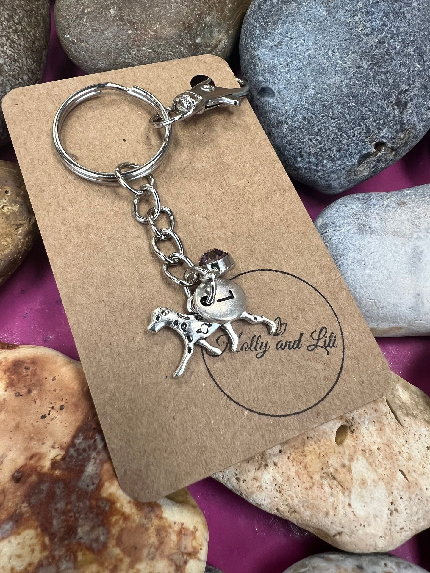 Dog charm Personalised Circle keychain, Doggy Keyring, puppy, Dog Lover Alphabetical, Birthstone Charms, Remember Your Zipper, Love Your Dog